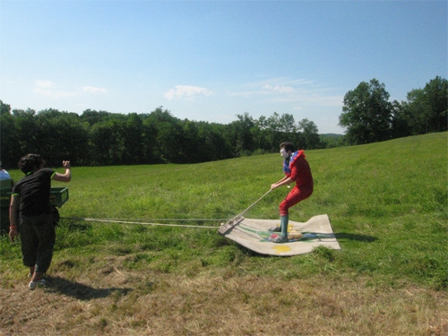 Photo Caption: Matthew Cowan, New Zealand/UK, performance at Art Omi, 2011