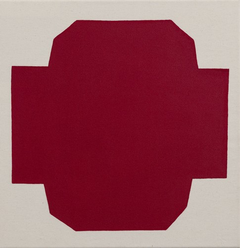 Rewind IV (red)<br/>22 x 22in<br/>Acrylic on unprimed canvas<br/>