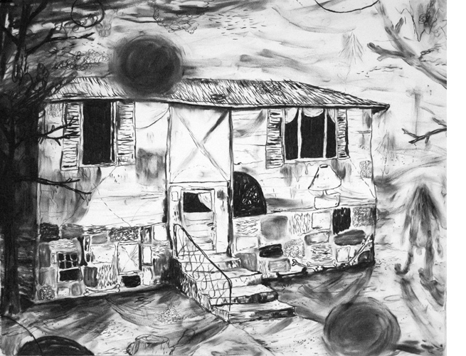 17 Aldrich Street, 2009<br/>charcoal on paper<br/>45x56 cm<br/>