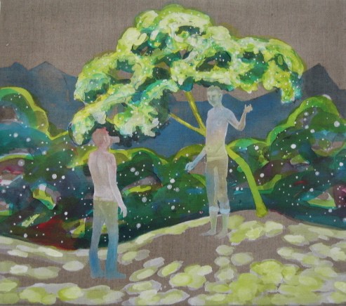 "Directions" acrylic on linen 16"x14"<br/>