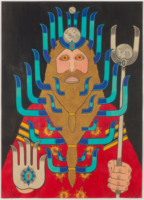 Matt Leines, The Overlord, 2008<br/>Ink and watercolor on paper<br/>20 x 14.25 in (50.8 x 36.2 cm) <br/>