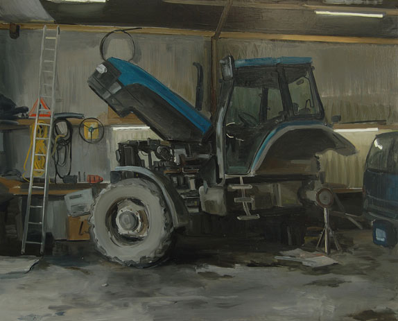 Blue Tractor<br/>Oil on Canvas, 80 x 100cm<br/>2010<br/>